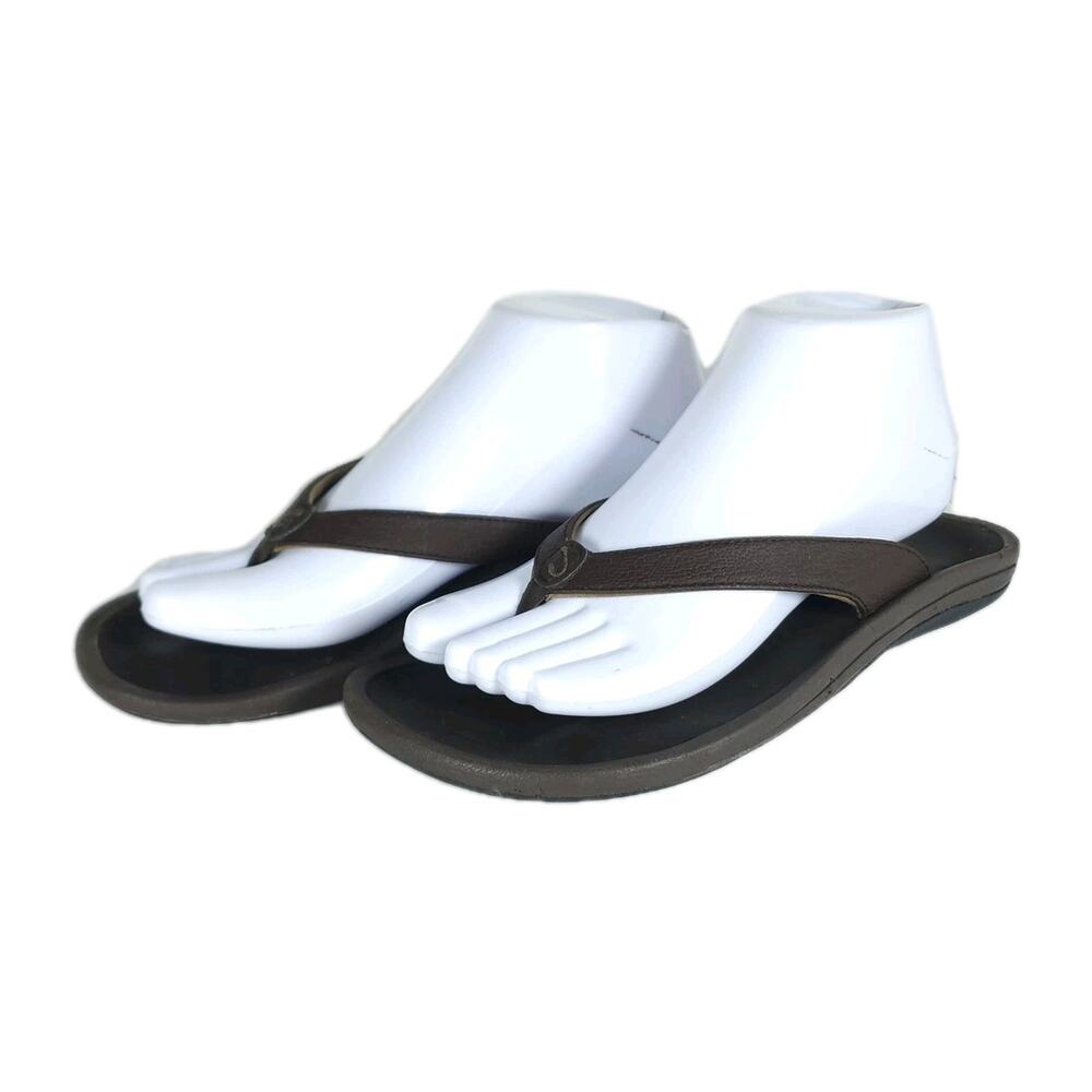Olukai Women's Kulapa Kai US8 Brown Slip On Flat Flip Flop Thong Sandals